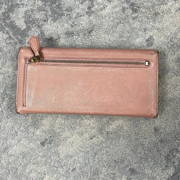 Prada Pink Saffiano Leather Bow Continental Long Wallet Detachable ID Holder - Picture 6 of 17